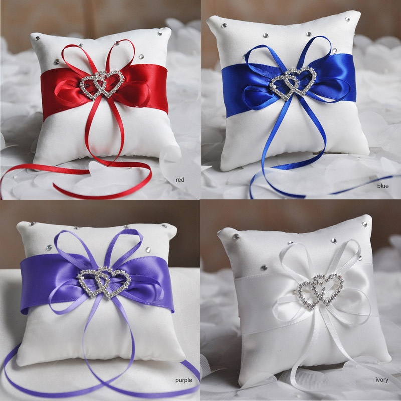 Ring Bearer Pillow - 1pc White Red Blue Pillow Ribbon