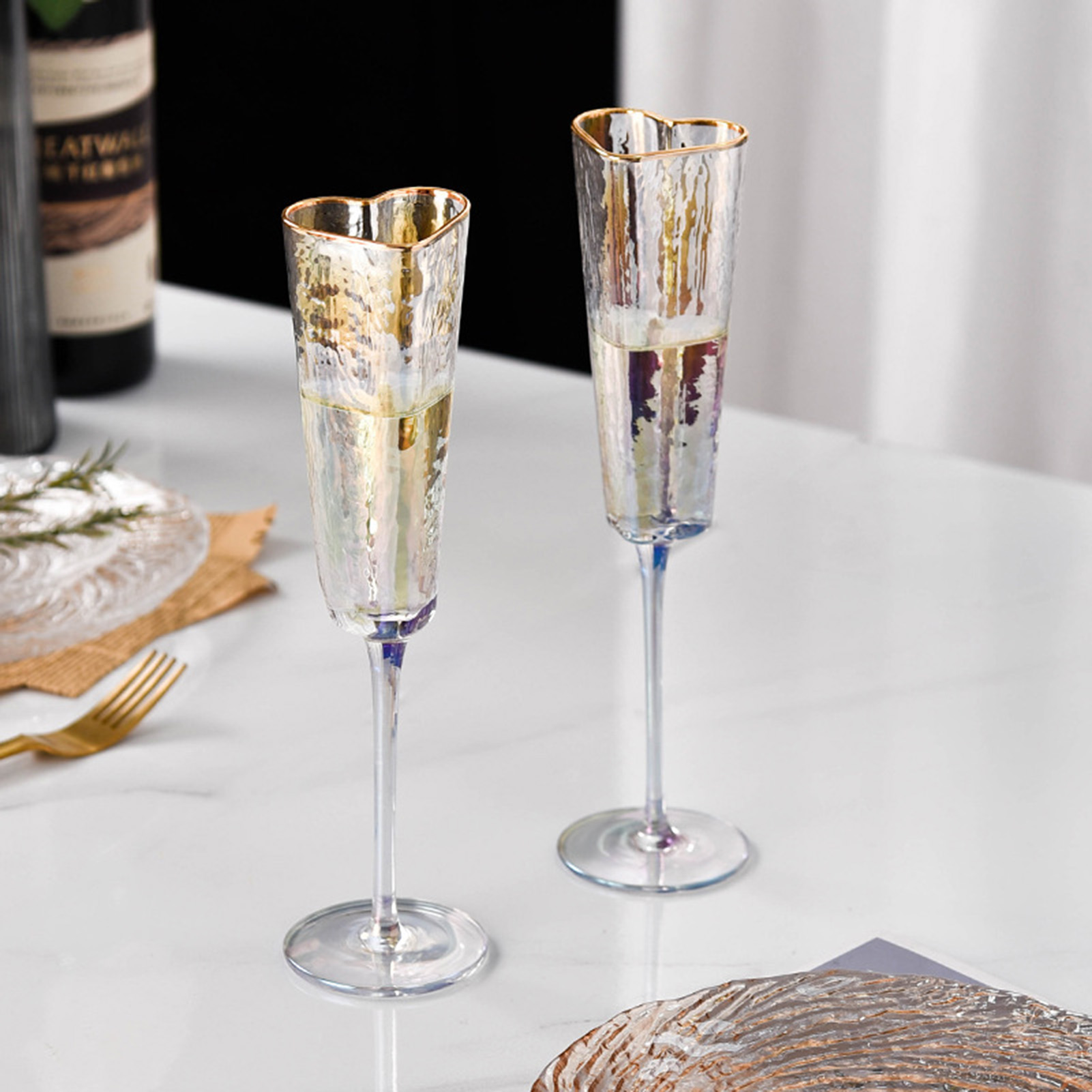 Wedding Fountain - Household Stylish Wine Cups Golden Rimmed