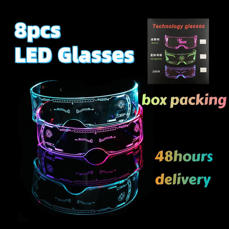 Wedding Supply Wholesale - Wholesale 8pcs Colorful LED Glasses Glow