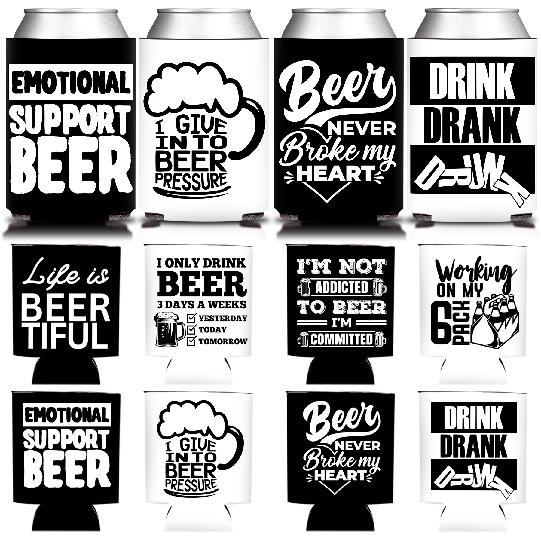 Wedding Fountain - 12Pcs, Black White Beer Theme Can