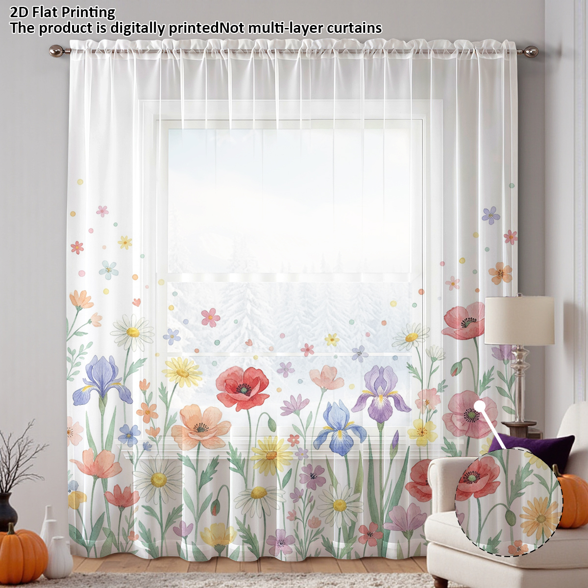 Floral Privacy Sheer Curtain,G - Good Floral & Wedding Decor Supply 리뷰 및 가격