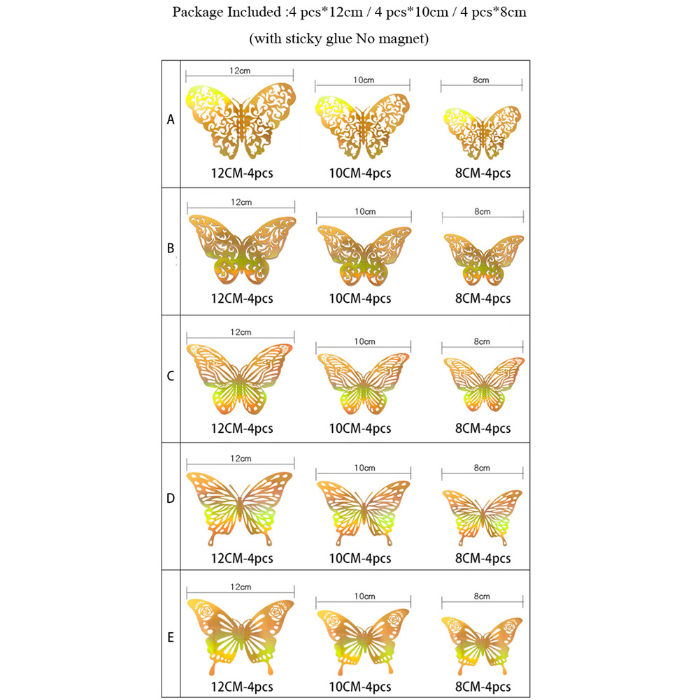 12 Pcs Gold 3D Hollow Butterfl - Wedding Package Gold 리뷰 및 가격