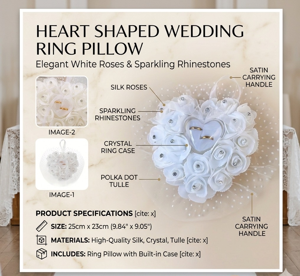 White Heart Wedding Ring Pillo - Ring Bearer Pillow 리뷰 및 가격