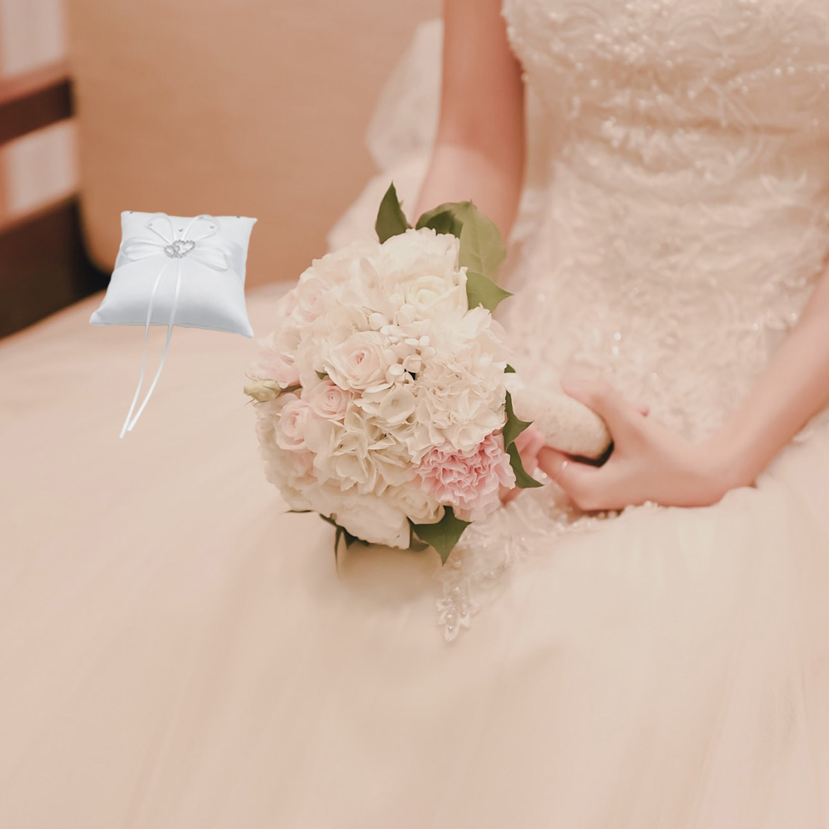 15x15cm White Wedding Ring Pil - Ring Bearer Pillow 리뷰 및 가격