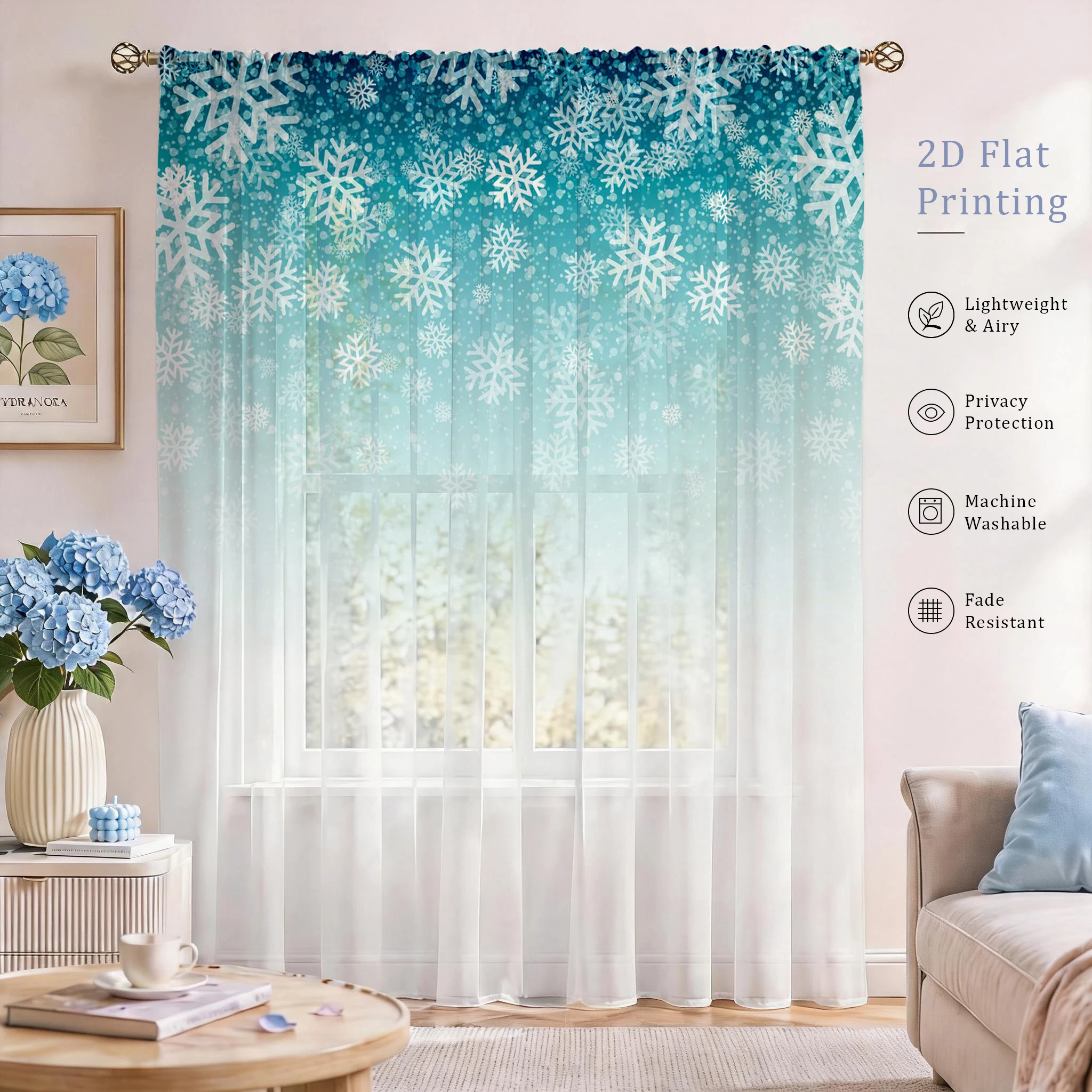 Floral Gradient Sheer Curtain, - Good Floral & Wedding Decor Supply 리뷰 및 가격
