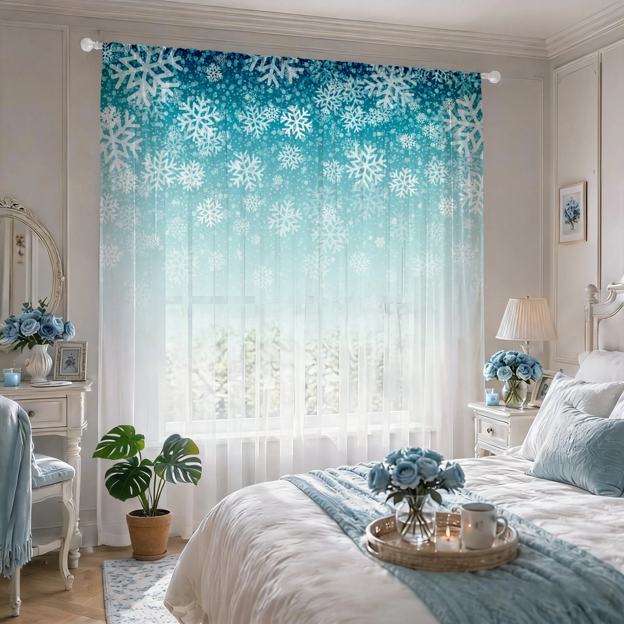 Floral Gradient Sheer Curtain, - Good Floral & Wedding Decor Supply 리뷰 및 가격
