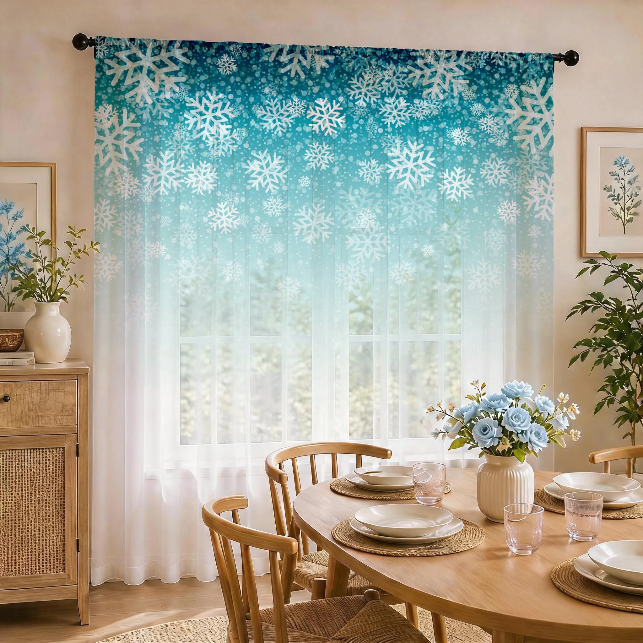 Floral Gradient Sheer Curtain, - Good Floral & Wedding Decor Supply 리뷰 및 가격