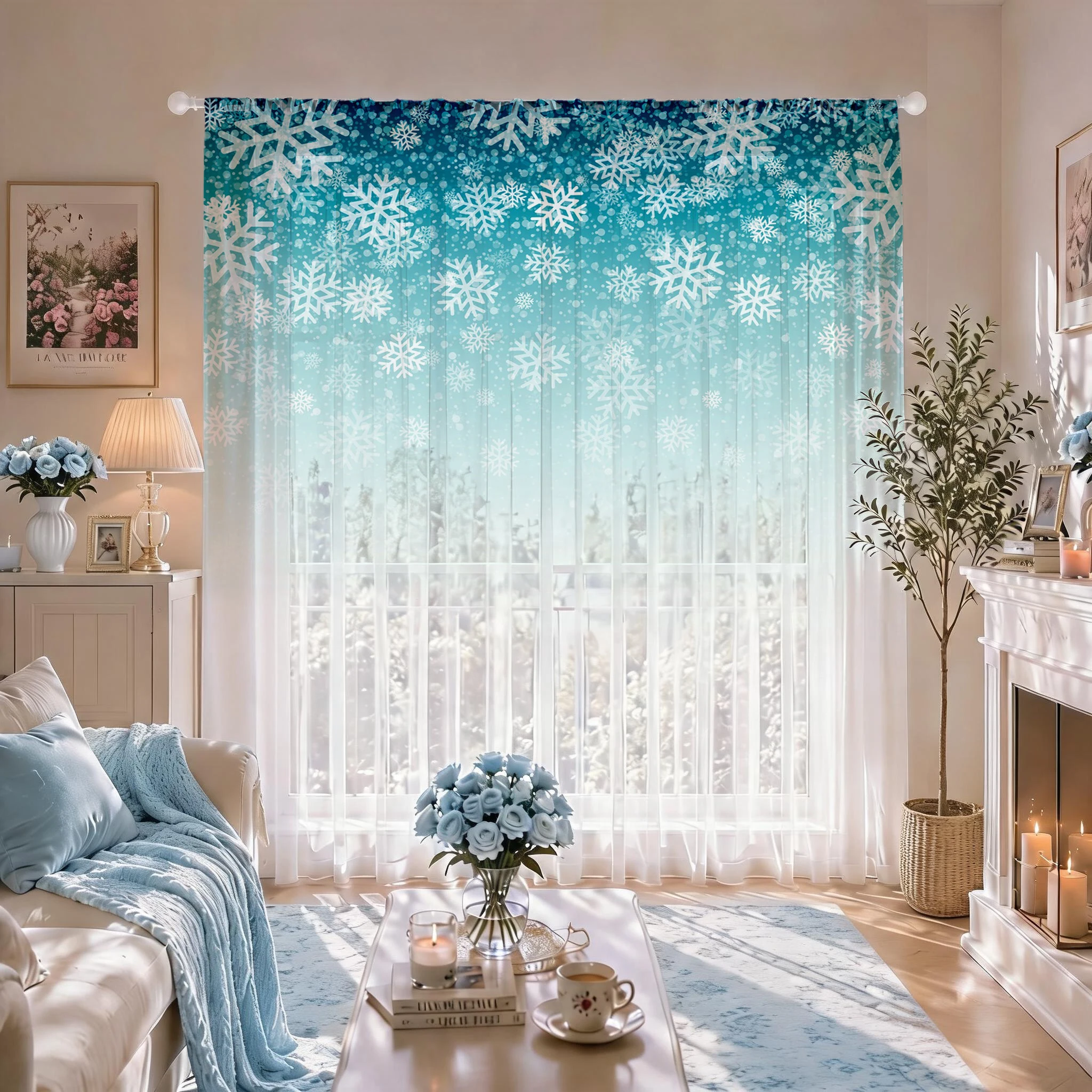 Floral Gradient Sheer Curtain, - Good Floral & Wedding Decor Supply 리뷰 및 가격