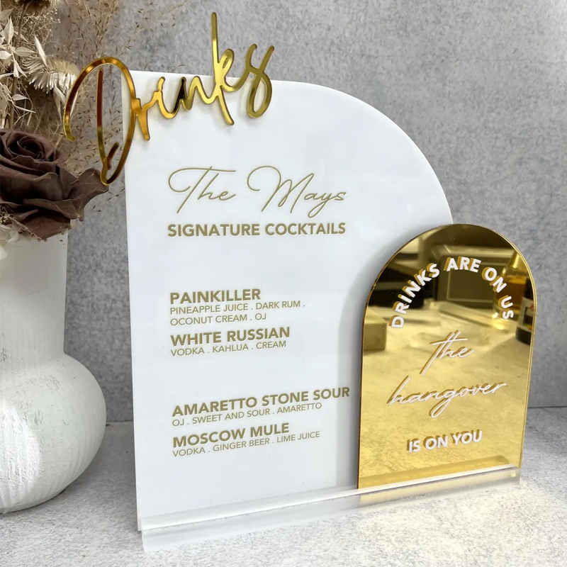 Custom Bar Menu with 3D Cutout - Table Number Gold 리뷰 및 가격