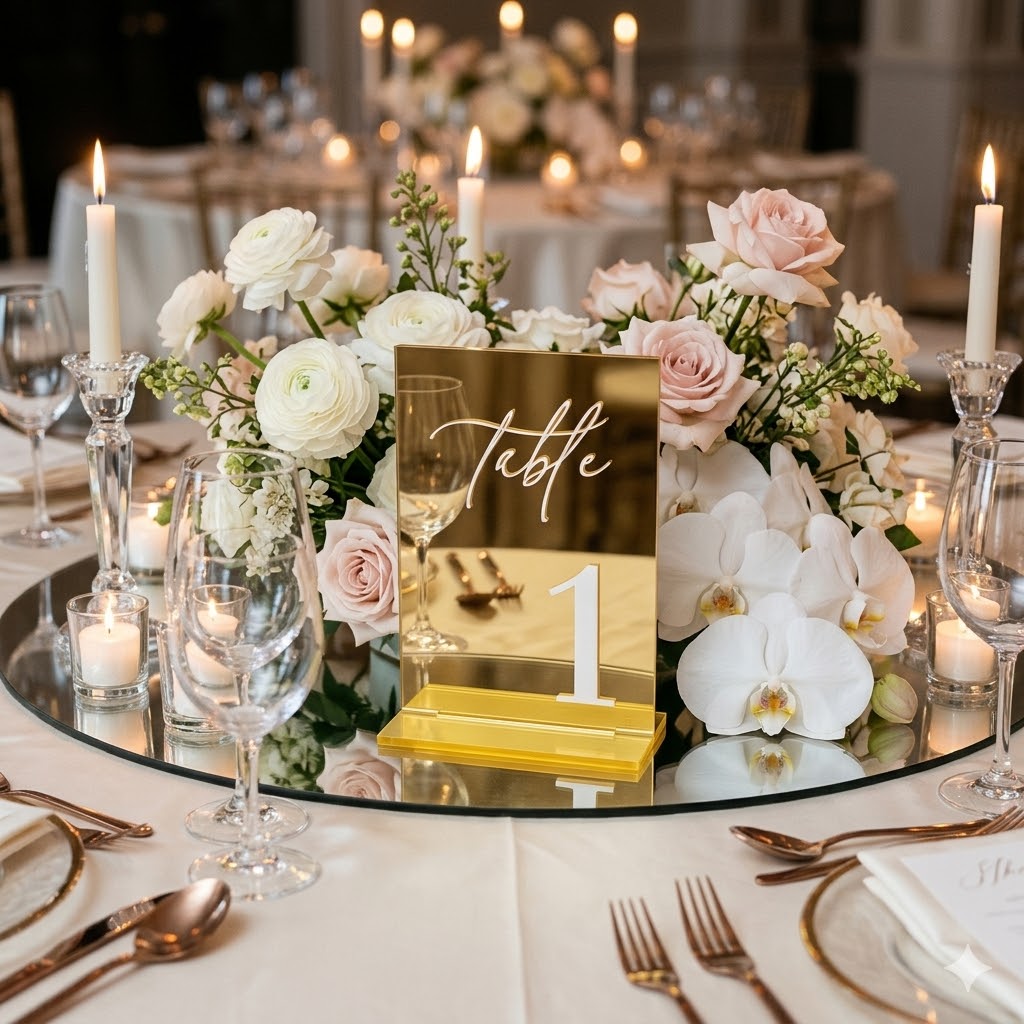 Gold Mirror Acrylic Table Numb - Table Number Gold 리뷰 및 가격