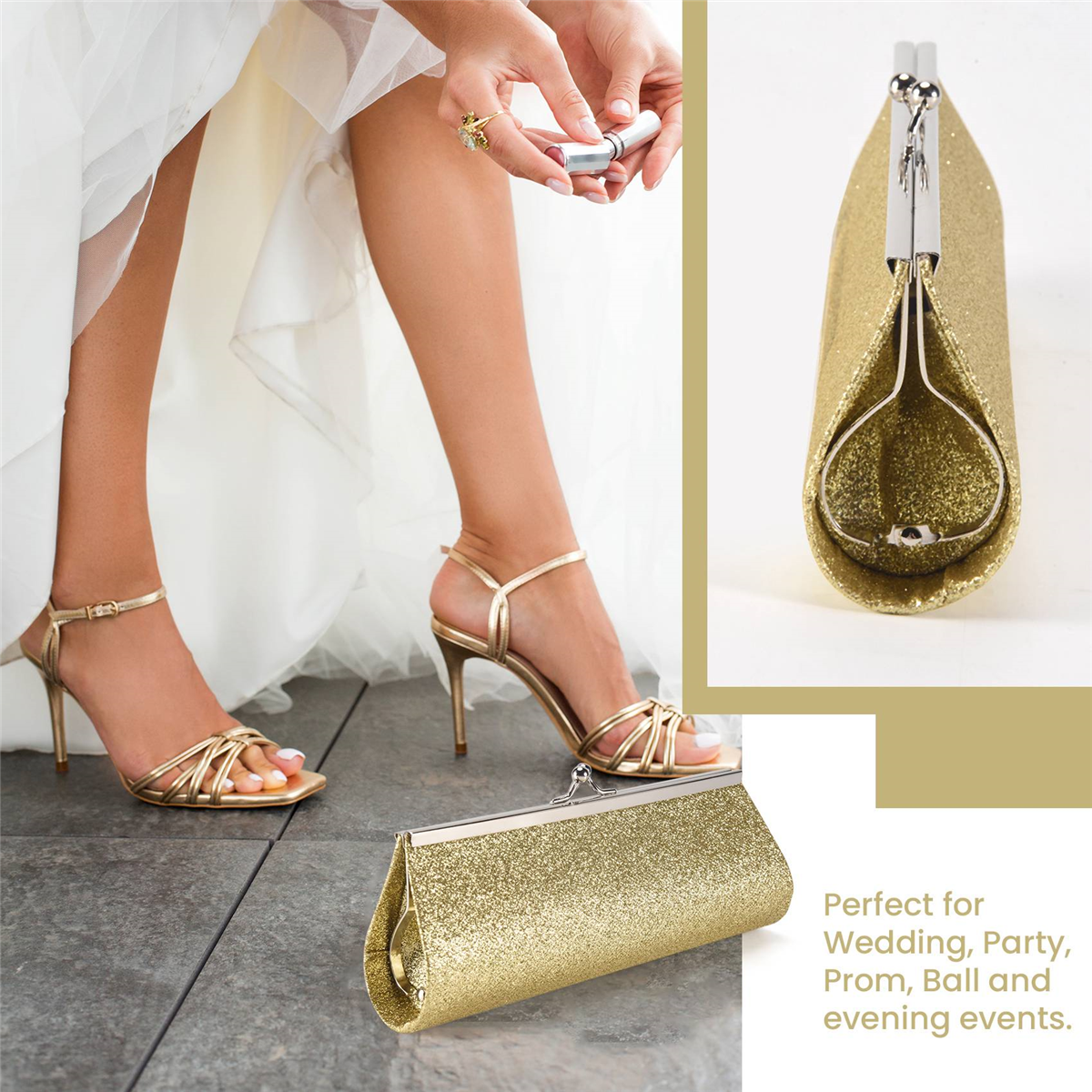 A330 Women Glitter Clutch Purs - Wedding Package Gold 리뷰 및 가격