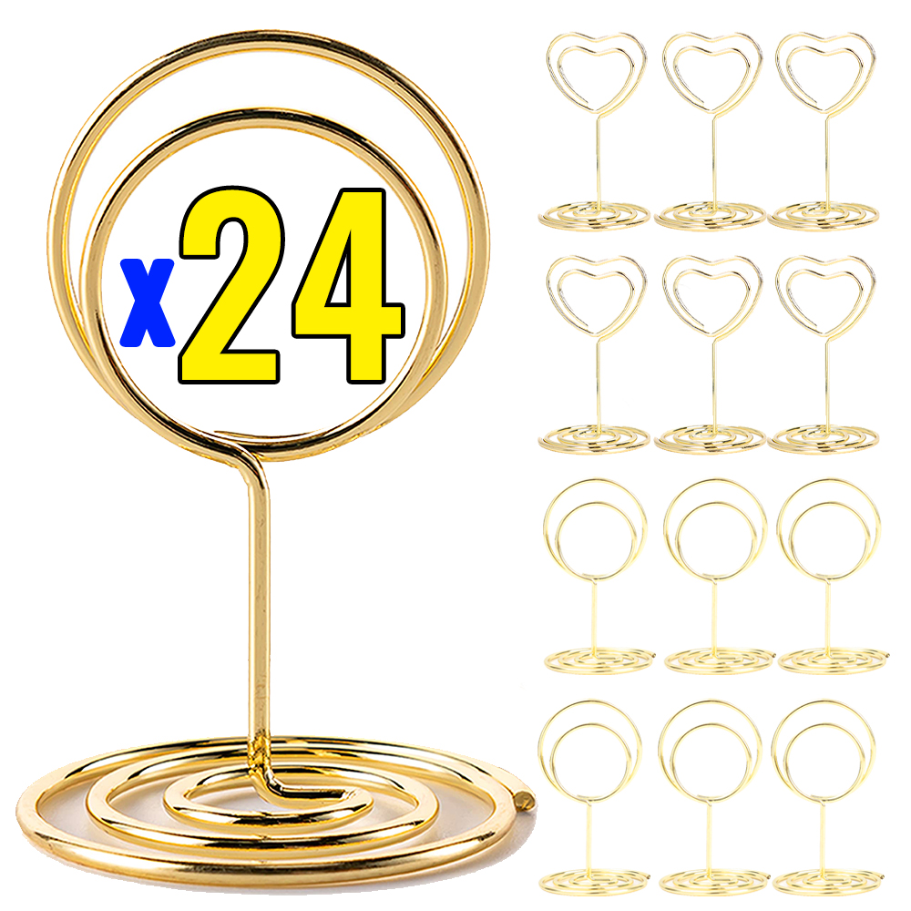 24-2pcs Metal Place Card Holde - Table Number Gold 리뷰 및 가격