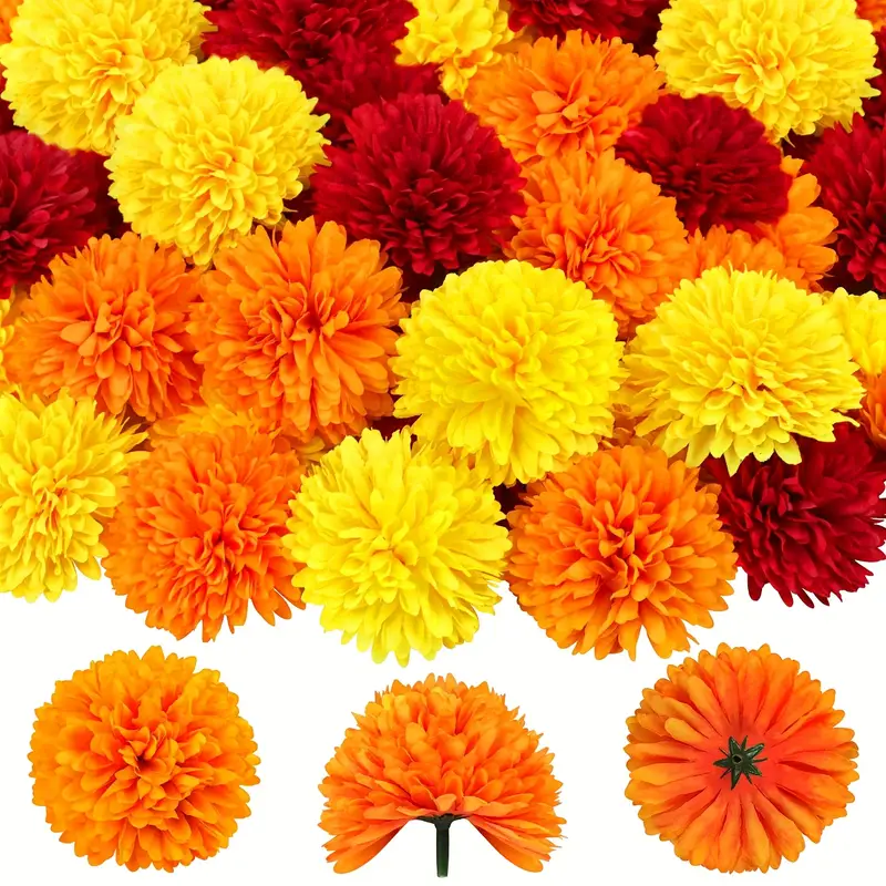 Artificial Carnation Marigold  - Indian Wedding Decor Supply 리뷰 및 가격