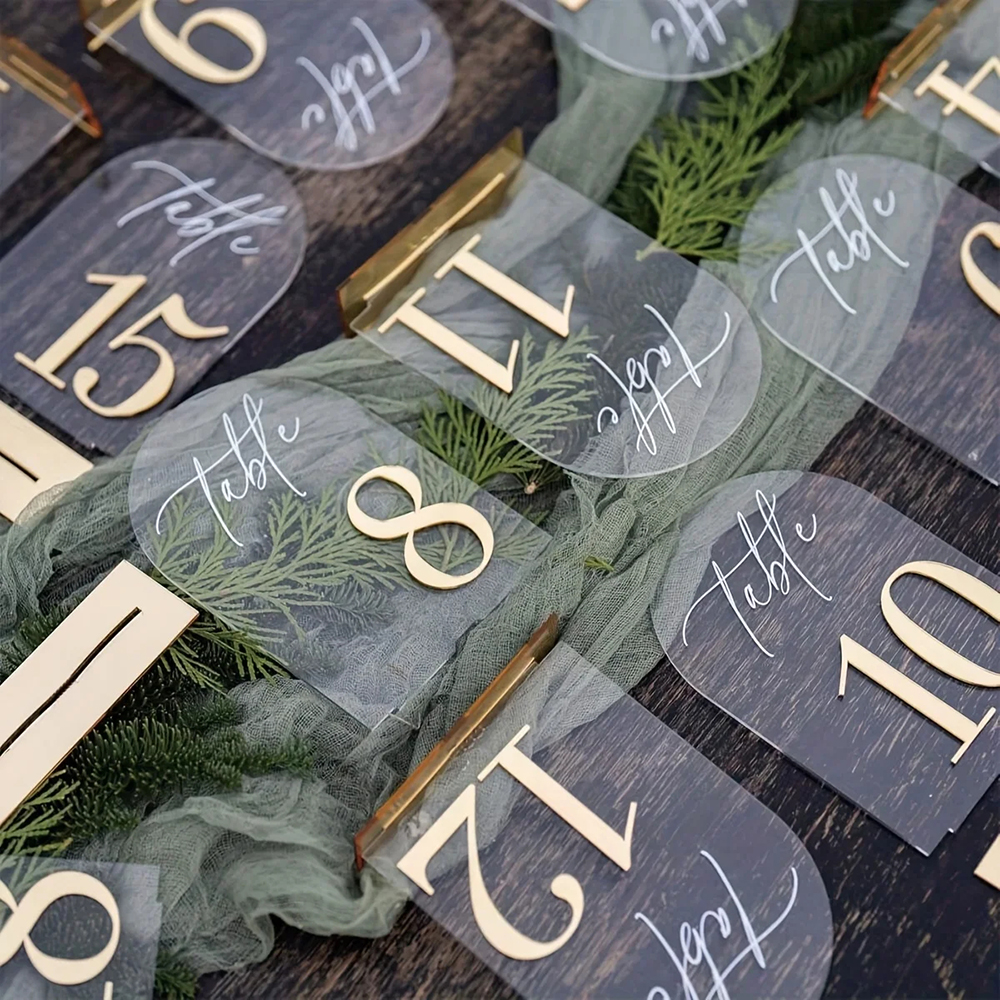 Custom 1 and 10pcs clear Acryl - Table Number Gold 리뷰 및 가격