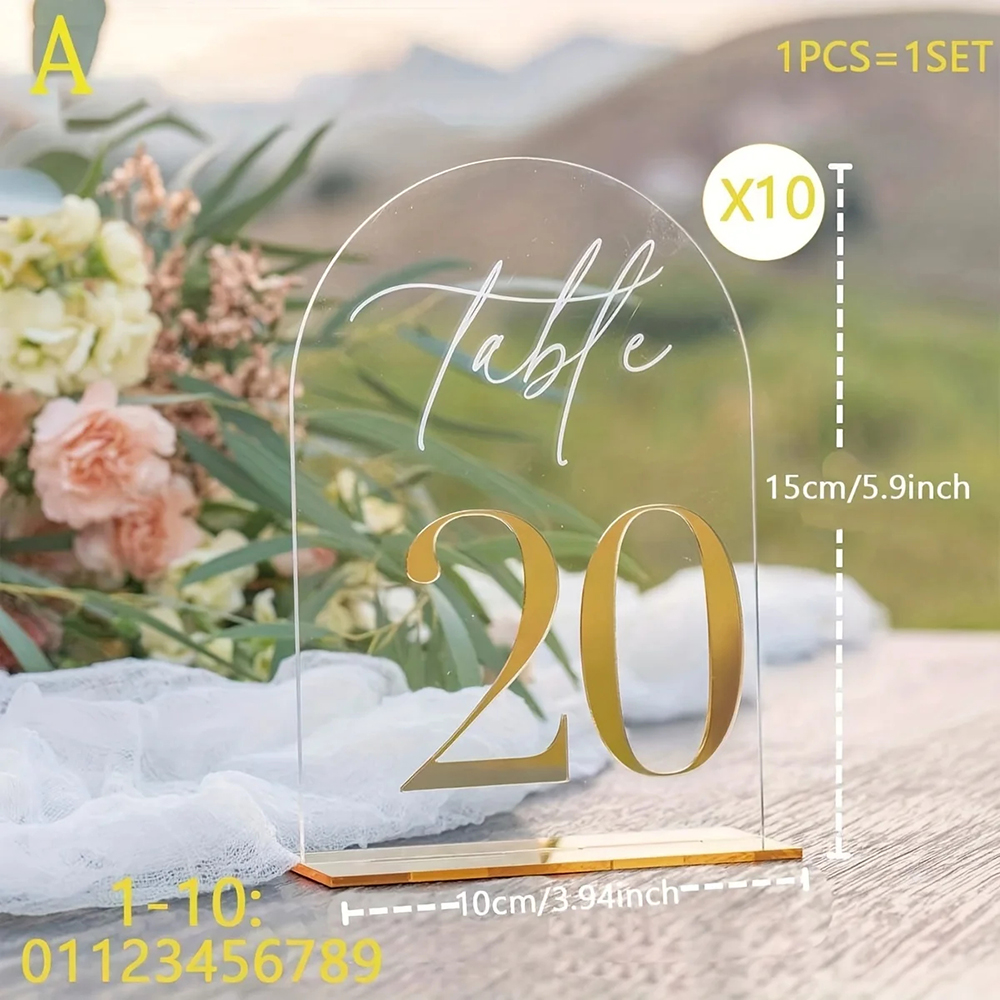 Custom 1 and 10pcs clear Acryl - Table Number Gold 리뷰 및 가격