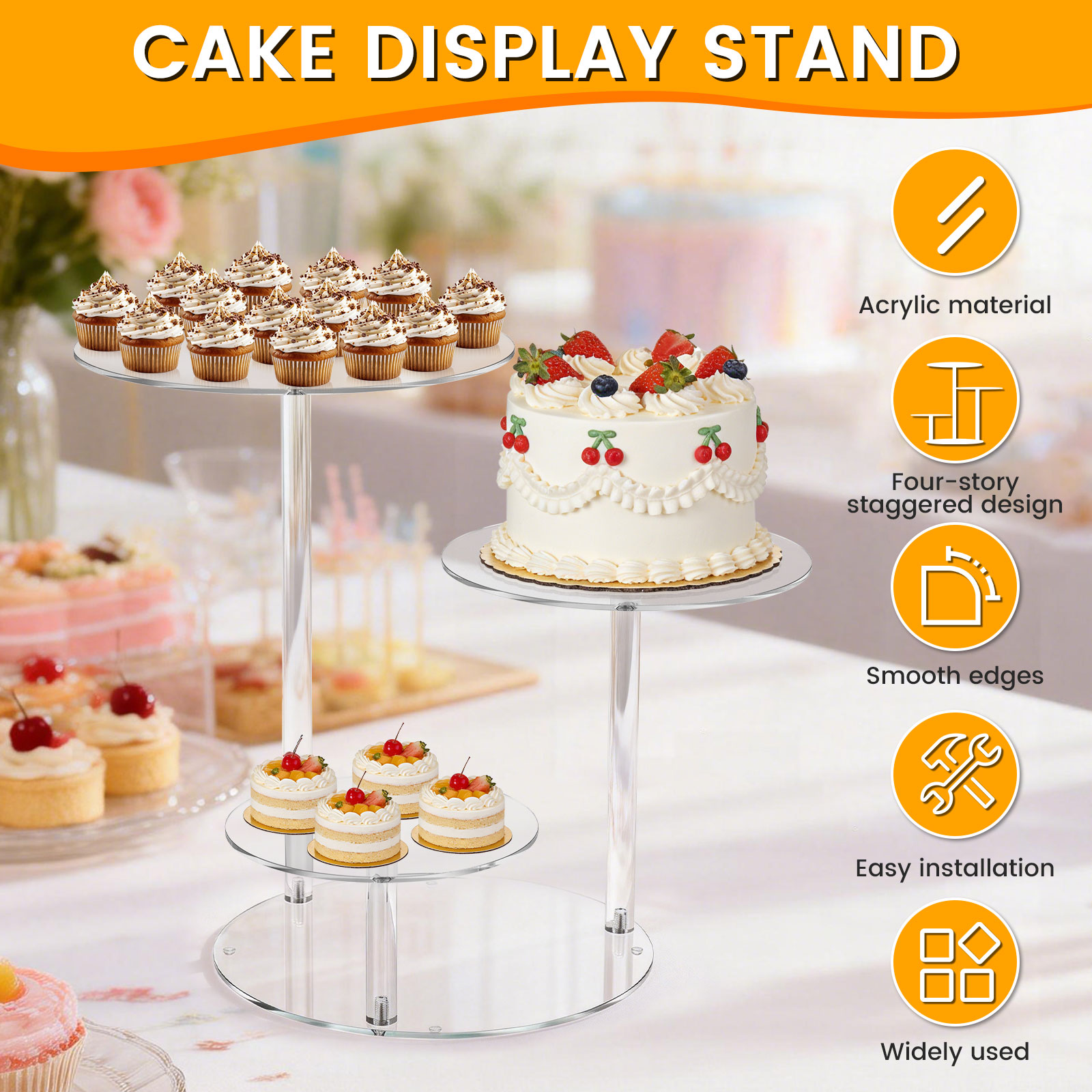 4 Tier Cake Stand Acrylic Tran - Wedding Support 리뷰 및 가격