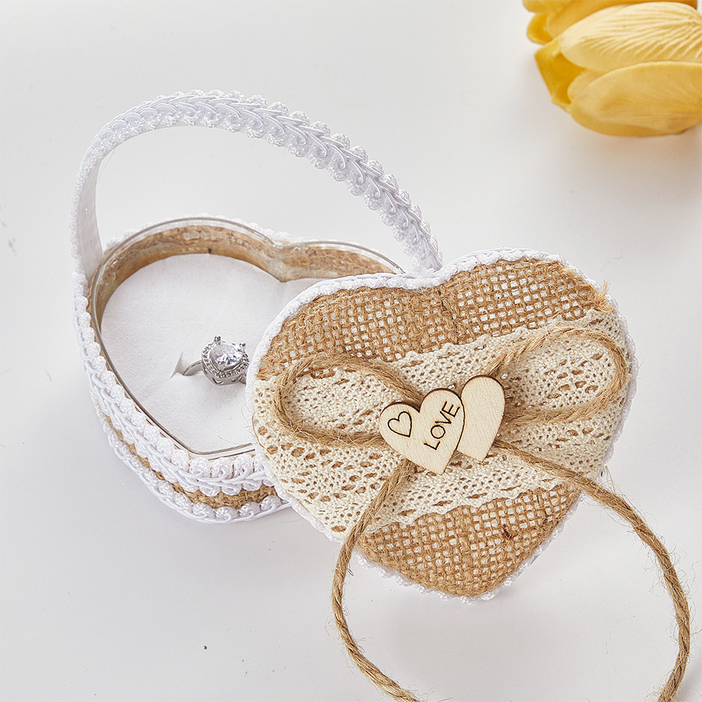 Vintage Heart Shape Burlap Lac - Ring Bearer Pillow 리뷰 및 가격