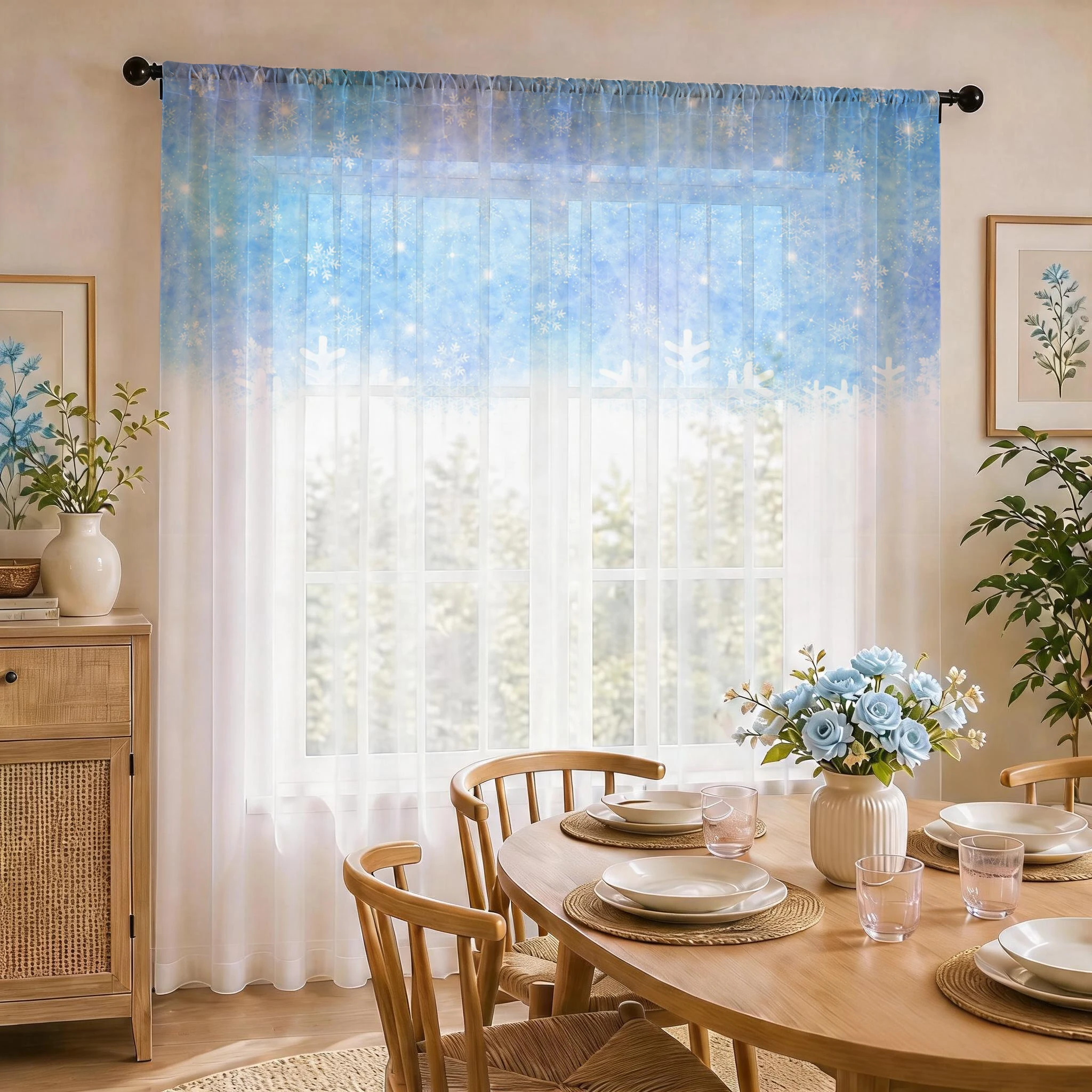 Floral Gradient Sheer Curtain, - Good Floral & Wedding Decor Supply 리뷰 및 가격