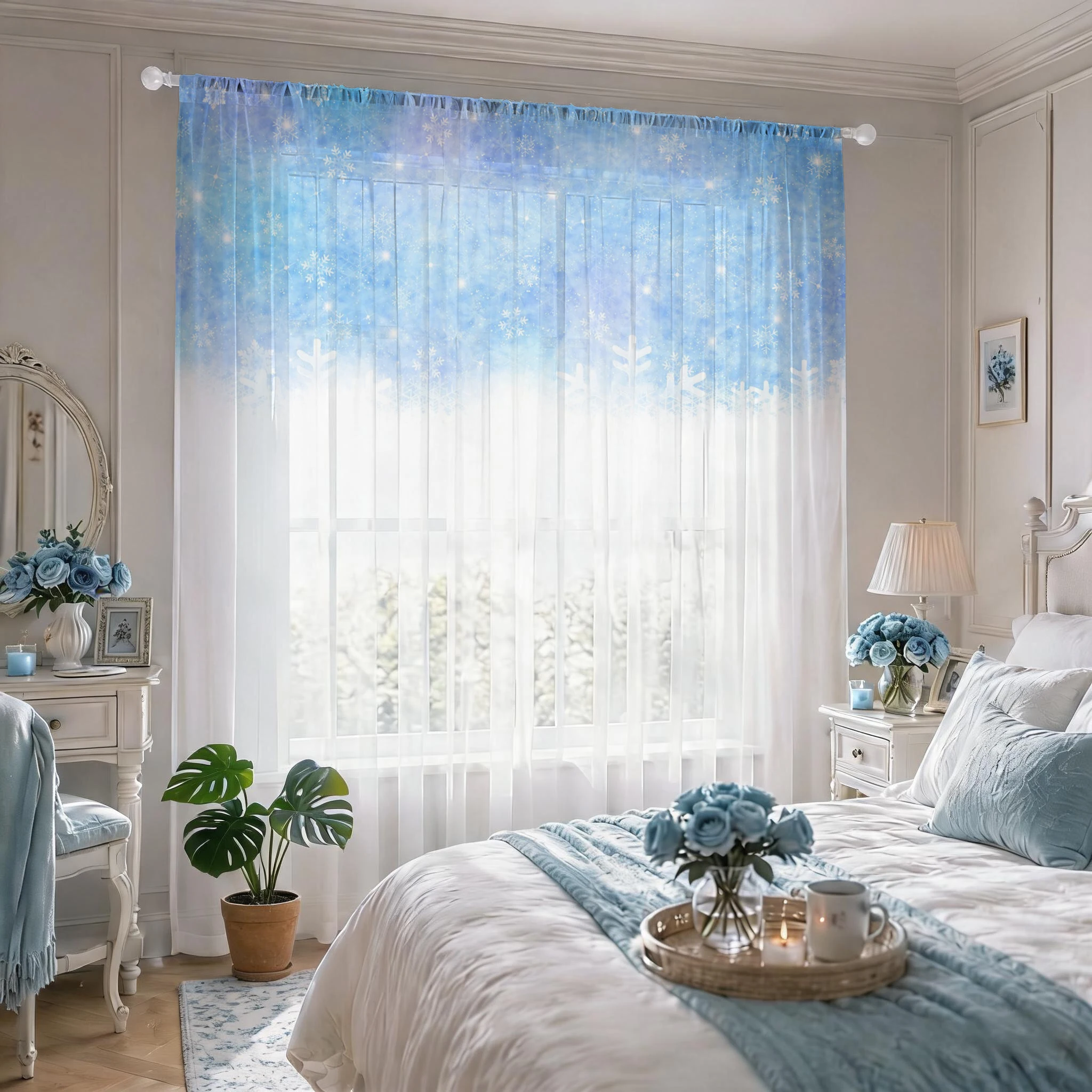 Floral Gradient Sheer Curtain, - Good Floral & Wedding Decor Supply 리뷰 및 가격