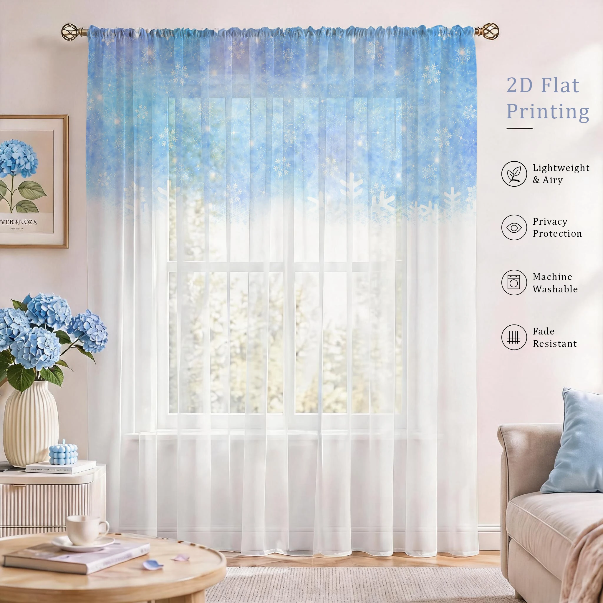 Floral Gradient Sheer Curtain, - Good Floral & Wedding Decor Supply 리뷰 및 가격