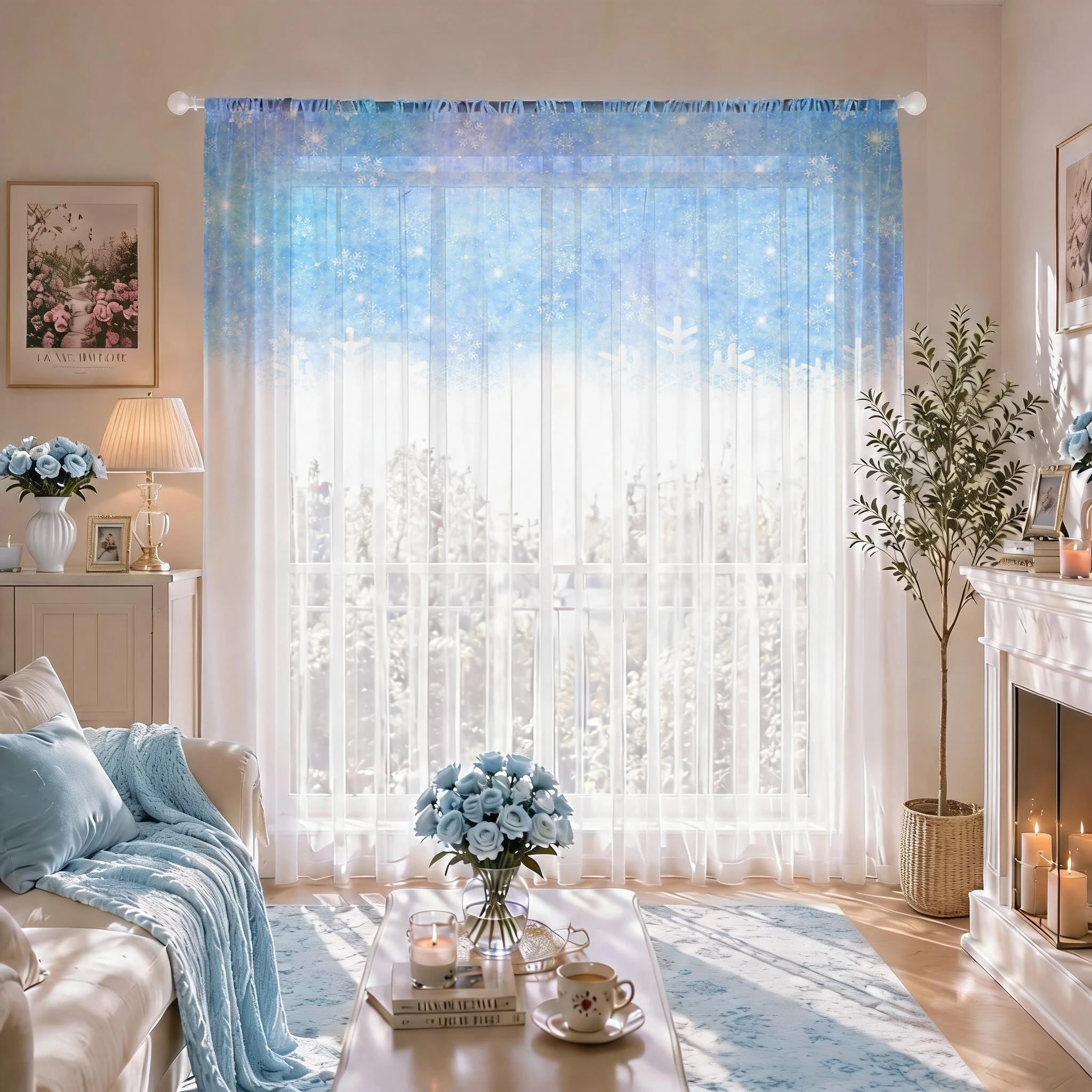 Floral Gradient Sheer Curtain, - Good Floral & Wedding Decor Supply 리뷰 및 가격